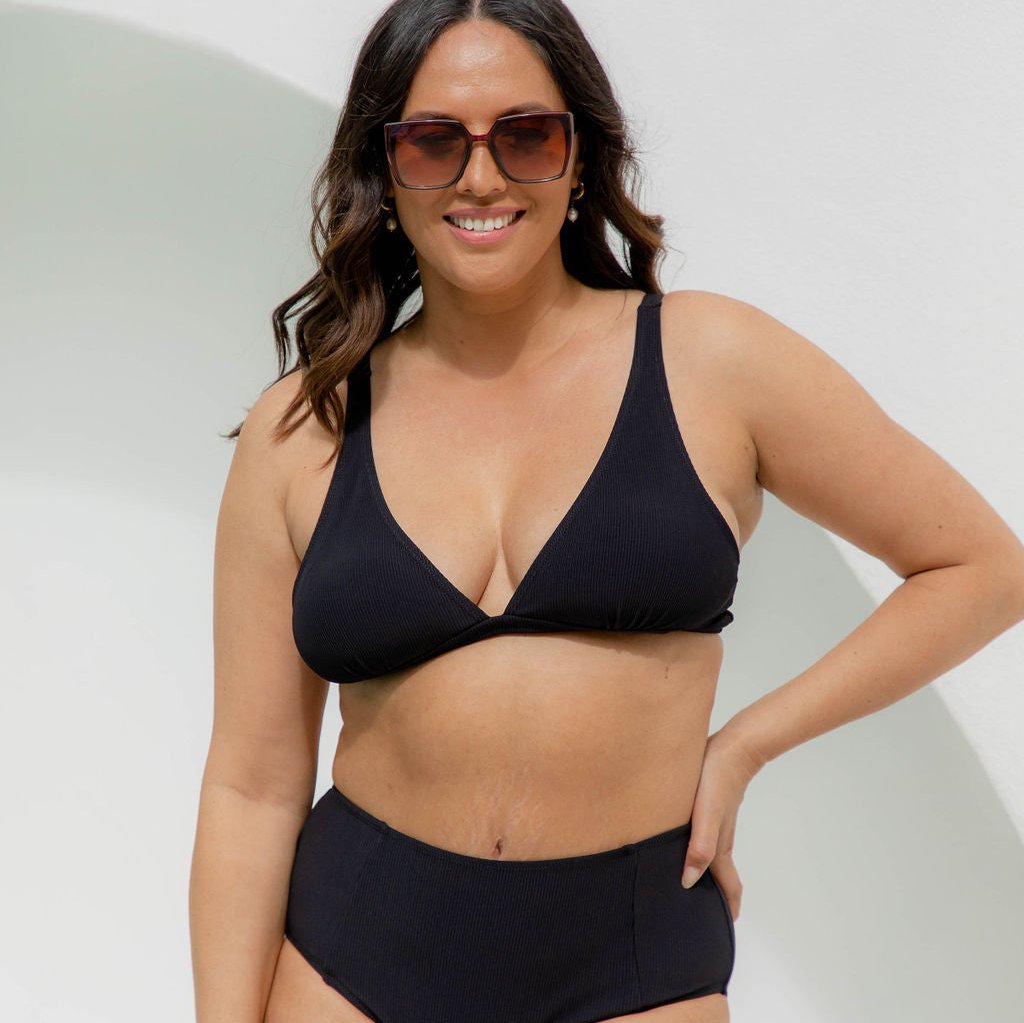 Rachael Bikini Top - Black Rib