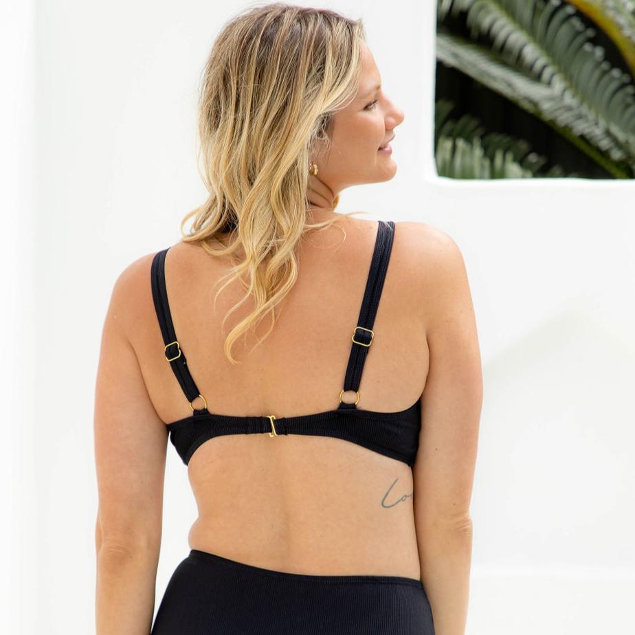 Rachael Bikini Top - Black Rib